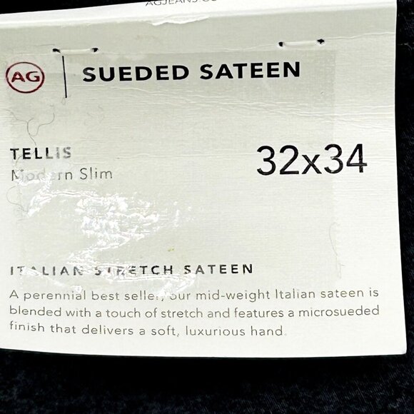 AG Adriano Goldschmied Tellis Modern Slim Sueded Sateen Pants Black Size 32x34 - Picture 16 of 16